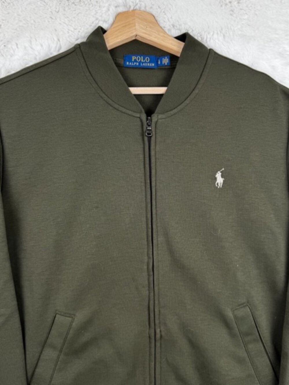 Polo Ralph Lauren Men's Double Knit Bomber Jacket Sweatshirt Green Size Large